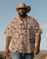 Men's Plus Size Western Style Khaki Short Sleeve Shirt