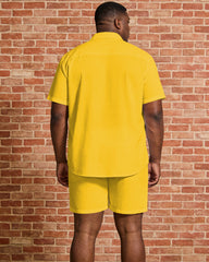 Big & Tall Men's Music Carnival Print Short Sleeve Shirt Shorts Set