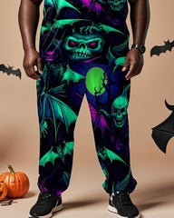 Halloween Colorful Bat Short-sleeved T-shirt Men's Plus-size Suit