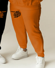 Couple Fashion Casual Plus Size Suit Skull Pointing Print Hoodie Suit