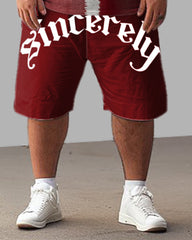 Men's Plus Size Cross Print T-Shirt Shorts Suit