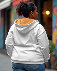 Women's Plus Size Casual Letter Print Zipper Long Sleeve Hoodie