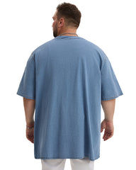 Plus Size Men's Daily Leisure Washing Water Solid Color Denim T-shirt