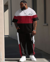 Street Classic Colorblock King Letter Print Big & Tall Men's Set