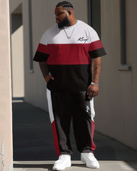 Street Classic Colorblock King Letter Print Big & Tall Men's Set