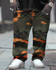 Men's Large Classic Camouflage Print T-Shirt Pants Suit