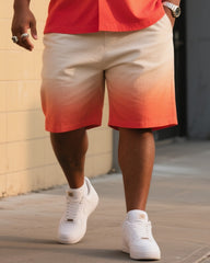 Big Men's Sunrise Gradient Short Sleeve Shirt Shorts Suit