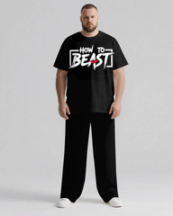 HOW TO BEAST Slogan T-shirt 2-Piece Set