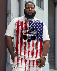 Independence Day American Flag Skull Print Large Men's Set