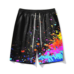 Colorful Splash Men's Big and Tall Summer Beach Fitness Shorts