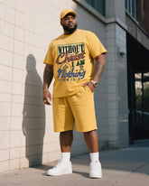 Big Man's Daily Casual Faith John Gospel Print Short Sleeve T-Shirt Shorts Suit