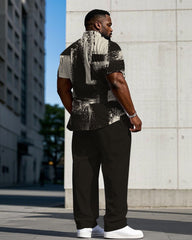 Men's Plus Size Business Khaki Short Sleeve Shirt Trousers Suit