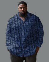 Men's Lettered Lapel Long Sleeve Shirt Big and Tall