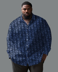 Men's Lettered Lapel Long Sleeve Shirt Big and Tall