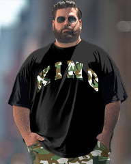 Camouflage King Pattern Printed T-Shirt Trousers Suit Men's Large