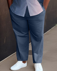 Blue Gradient Plus Size Short Sleeve Walking Set