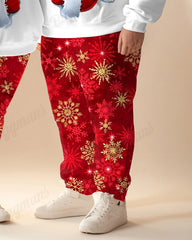 Christmas Couple Fashion Set Casual Big and Tall Printed Hoodie Set