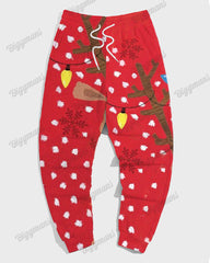 Big Guys Polka Dot Elk Christmas Hoodie & Pants Two Piece Set