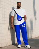Men's Plus Size Funny Face Graffiti Crossbody Bag Short-sleeved T-shirt Trousers Suit