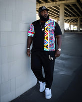 Big Boy's Essential African Impression Totem Print Short Sleeve Trousers Suit