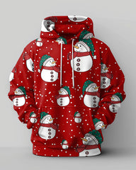Men's Big and Tall Tracksuit Christmas Snowman Hoodie and Pants Set