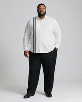 Men's Plus Size Business White Colorblock Striped Print Long Sleeve Shirt Trousers Suit