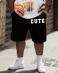 3D Bear Print T-Shirt Shorts Suit Men's Plus Size