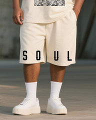 Big & Tall Men's Vintage Painting SOUL 07 Floral Print Round Neck Short Sleeve T-Shirt Shorts Suit