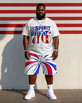 Men's Plus Size Celebrate Independence Day Carnival Short Sleeve T-Shirt Shorts Suit
