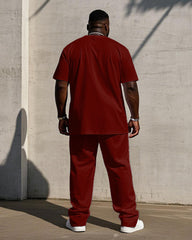 Big Men's Solid Color 7 Color Short Sleeve T-shirt Trousers Set