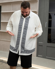 Men's Plus Size Simple Geometric Stripes Long Sleeve Shirt