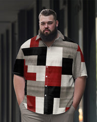 Plaid Square Plus Size Men's Abstract Print Walking Set