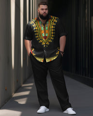 Men's Plus Size Gradient Retro Classic Short Sleeve Walking Set