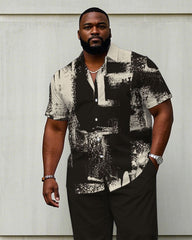 Men's Plus Size Business Khaki Short Sleeve Shirt Trousers Suit