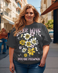 Women's Plus Size Deep Love Round Neck Short Sleeve T-Shirt