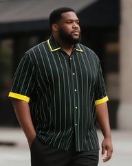 Big & Tall Men's Street Fashion Daily Casual Striped Shirt Shorts Suit