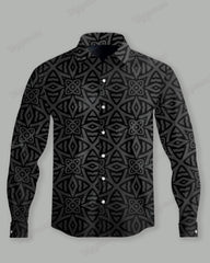 Big Men's Long Sleeve Shirt & Pants Set Geometric Casual Outfit