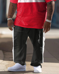 Men's Simple Colorblock Print Large Suit