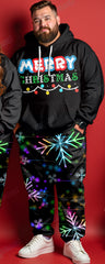 Couple Merry Christmas Alphabet Print Big & Tall Hoodie Set