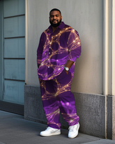 Men's Big and Tall Romantic Shining Stripes Printed Dating Long Sleeve Shirt Pants 2-Piece Set