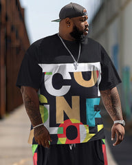 Simple Letter Colorblock Print Large Men's Set