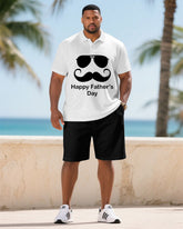 Men's Plus Size Gift For Father Short Sleeve POLO Shirt Shorts Suit