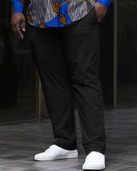 Men's Plus Size Twigs Abstract Long Sleeve Lapel Shirt Two-Piece Set