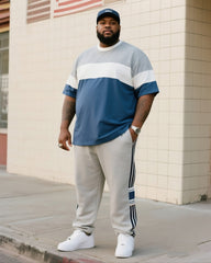 Big Boy's Daily Casual Simple Classic Geometric Color-matching Crewneck Short-sleeve T-shirt Striped Pants