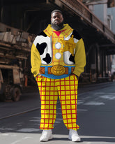 Men's Big and Tall Fun Woody's Cowboy Print Hoodie Set