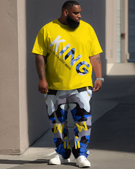 Street Fun Camouflage King Letter Print Large Men's Set