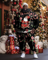 Men's Plus Size Tree Santa Cheer Snowflake Hoodie Set of Two