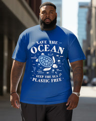 Men's Plus Size Art Turtle Undersea Ocean Short Sleeve T-Shirt