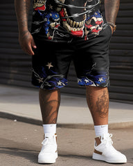 Independence Day Flag Skull Print Large Men's Suit