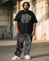 Big & Tall Men's Rose Paisley Print T-Shirt Pants Suit